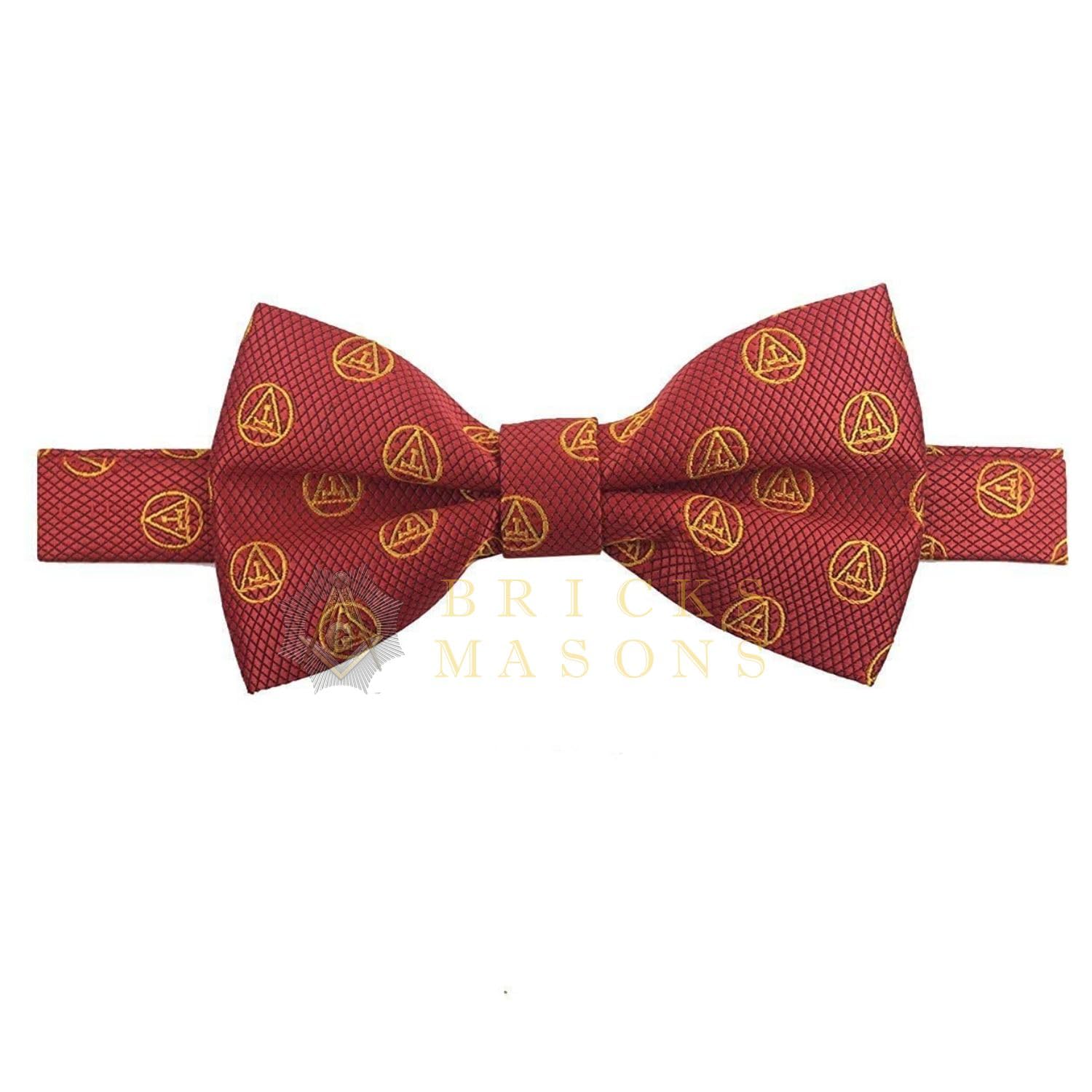 Bricks Masons Masonic Royal Arch RA Bow Tie with Taus Red and Yellow
