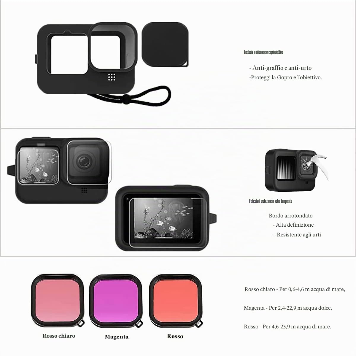 52 in 1 Kit Accessori per Action Cam, Kit di Accessori Compatibile con GoPro, Fotocamera Sportive Set di Accessorio per GoPro Hero12 11 10 9 Black