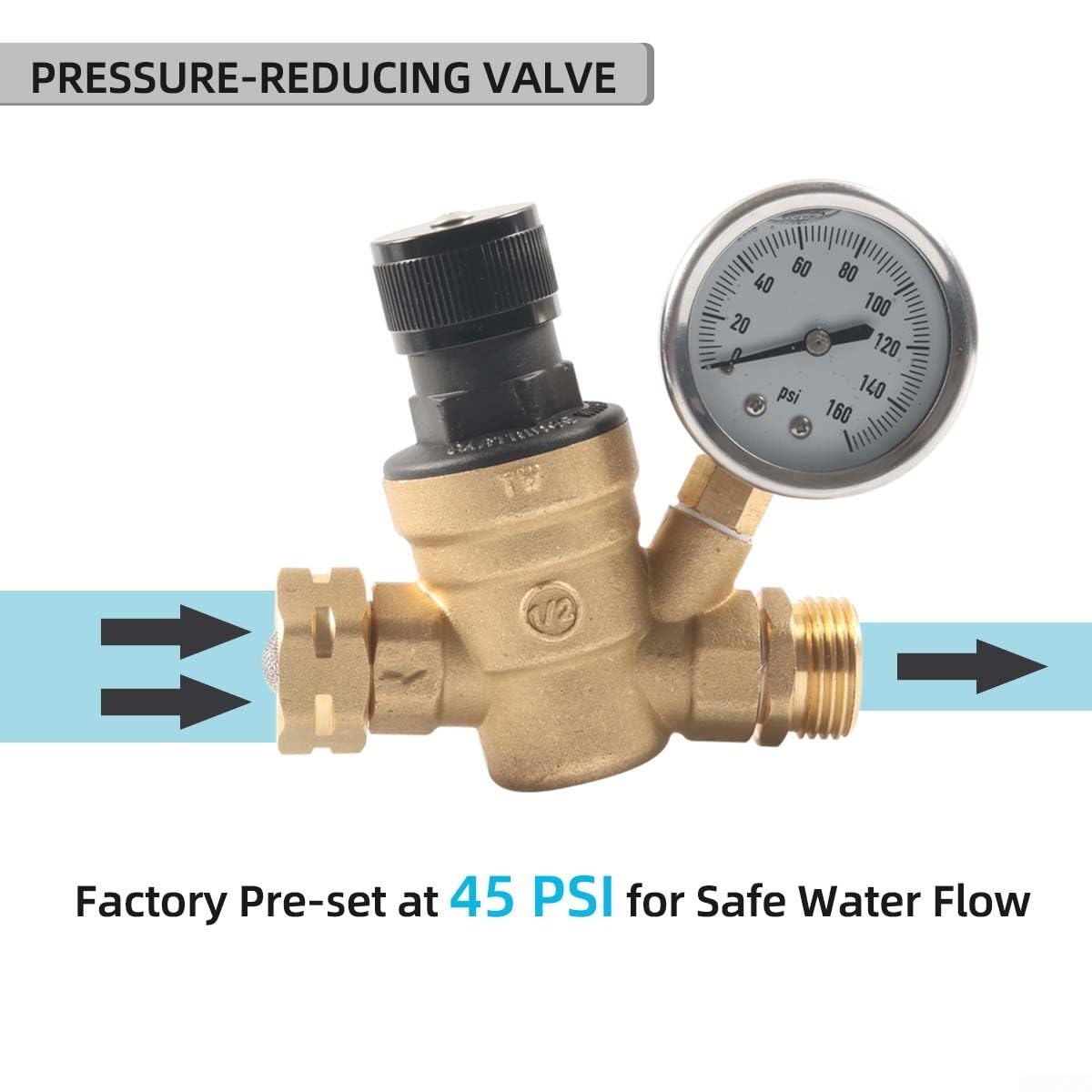 Réducteur Pression Eau RV Ajustable Laiton 45 PSI