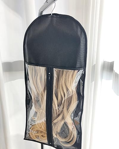 Miniatura 8 de RJMBMUP Colgador de extensiones de cabello con bolsa de almacenamiento, postizo de almacenamiento para pelucas, estuche portador para cabello estilo