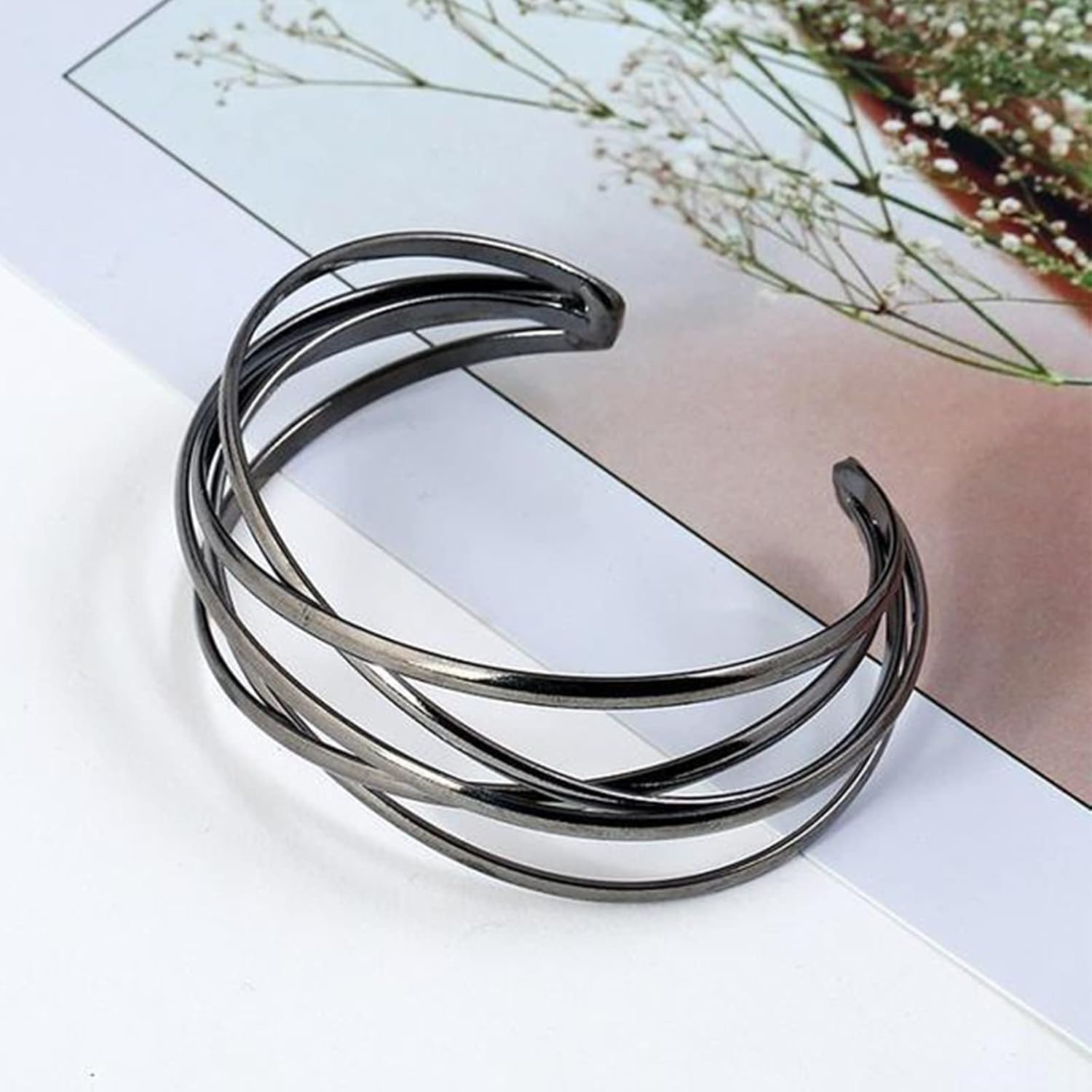 Gold Bangle Bracelets for Women Gold Arm Cuffs Upper Jewelry Bracelets Cuff Multi-layer Bangle Bracelet Adjustable Wide Cuff Bracelet - Image 5