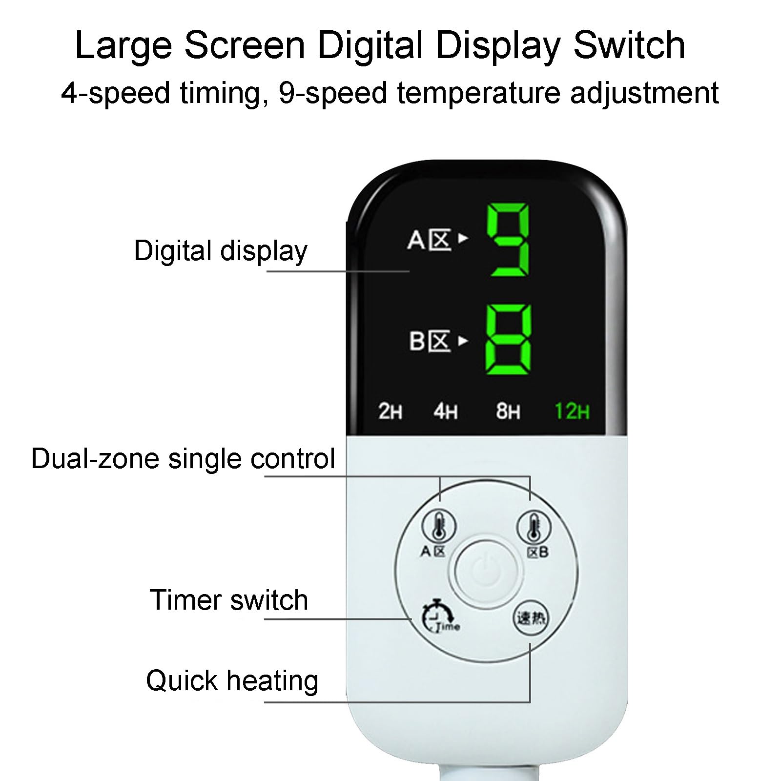 Termoforo Elettrico, Cuscino Riscaldante Elettrico, Cuscino per Sedile Riscaldato Elettrico, Cuscino per Sedile Riscaldato Invernale Pieghevole con 9 Temperature Regolabili e 4 Tempi(Green)