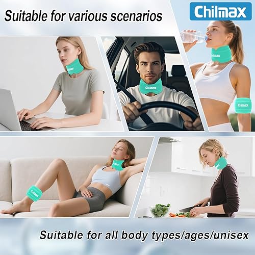 Miniatura 7 de Envoltura de hielo para cuello, bolsa de hielo cervical de gel, almohadilla de enfriamiento reutilizable para terapia fría y caliente para frente,