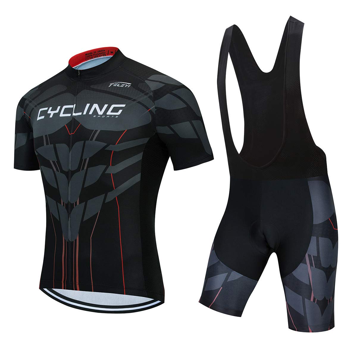 PSPORT Herren Radtrikot Set, Sommer Jungen Trägerhose Anzüge Mountainbike Radfahren Kleidung Set Radfahren Reiten Trikots Atmungsaktiv