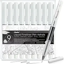 Canetas Fineliner Líquidas com 9 Tamanhos para Desenho, Ilustração e Esboço. Kit Profissional com Ponta Fina para Artistas, Mangá e Detalhes Precisos