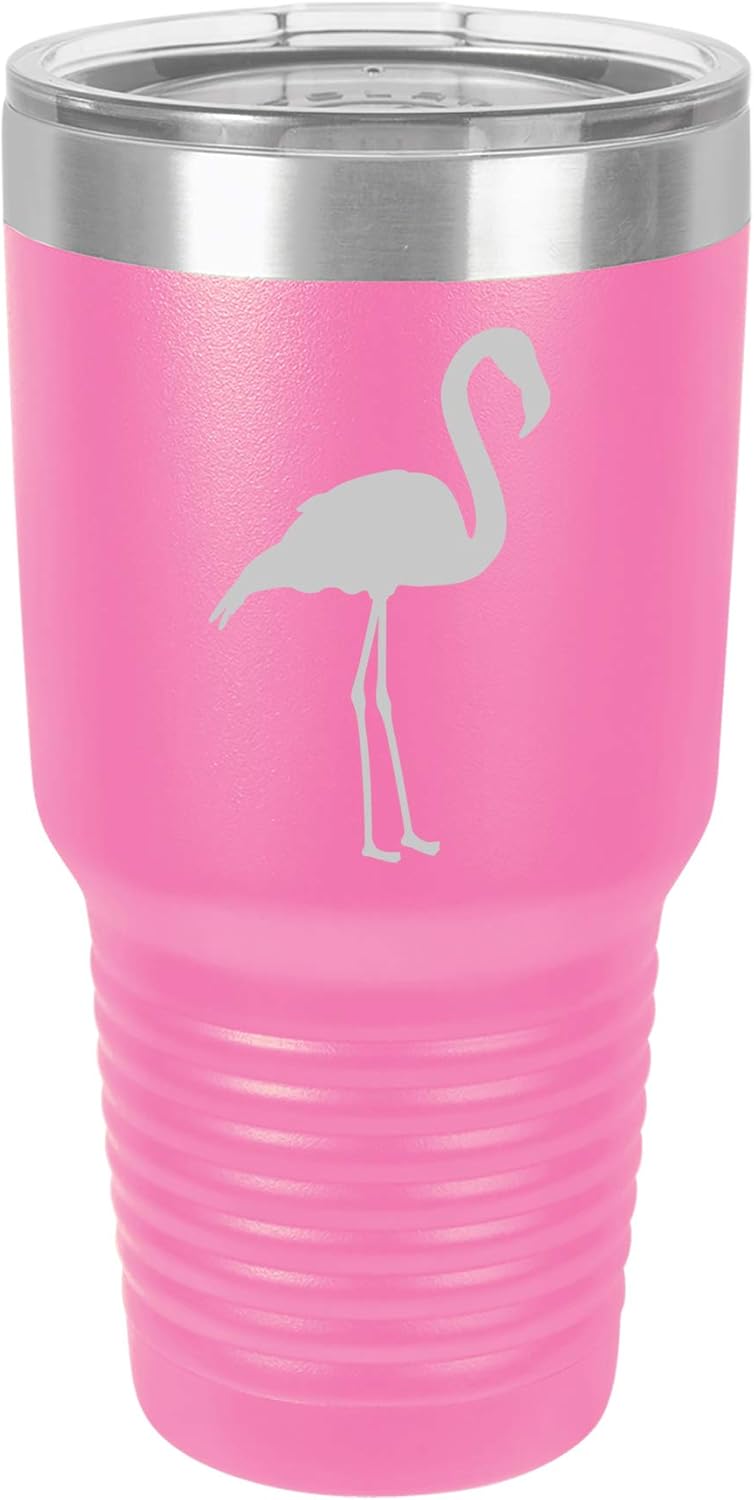 Tumbler Stainless Steel Vacuum Insulated Travel Mug Flamingo (Hot-Pink, 30 oz)