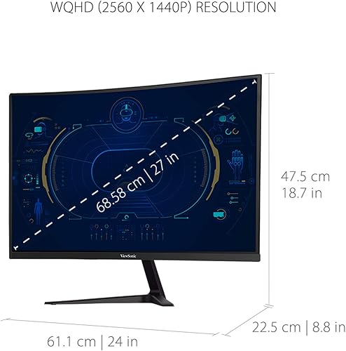 Miniatura 5 de ViewSonic VX2718-2KPC-MHD Monitor de juegos curvado de 27 pulgadas 1440p 1ms 180Hz con FreeSync Premium, cuidado de los ojos, HDMI y puerto de