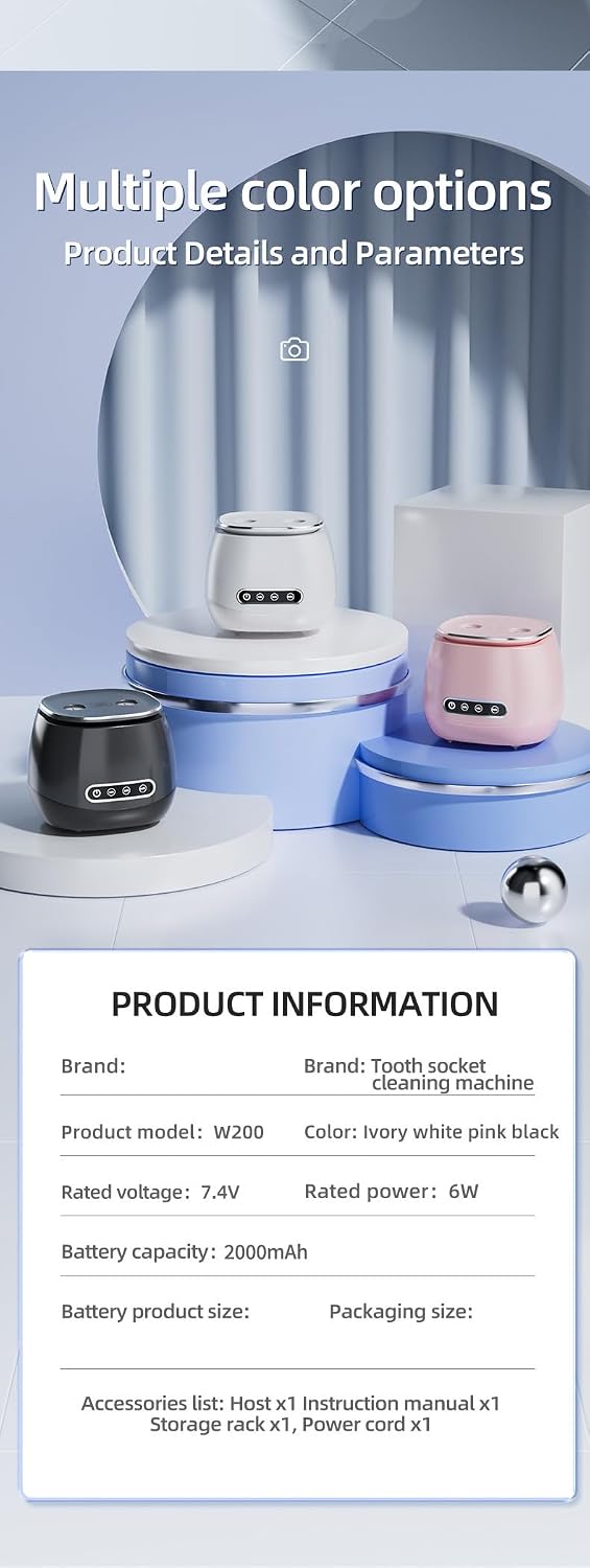 Mini Ultrasonic Cleaner with 304 Stainless Steel Tank, Portable Deep Cleaning Machine for Dentures, Retainers, Jewelry, Rings and Glasses, High Frequency Vibration Cleaning Device for Home and Travel