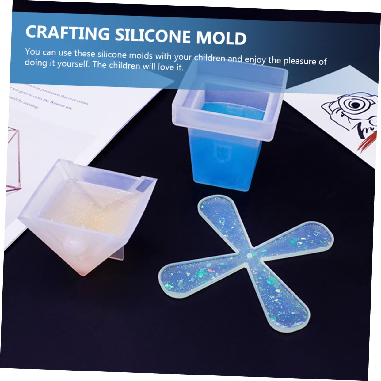 VILLCASE 5ensembles Moule Silicone pour Windmill Rotatif Non-Stick pour Créations Artisanales avec Accessoires Facile à Utiliser Nettoyer