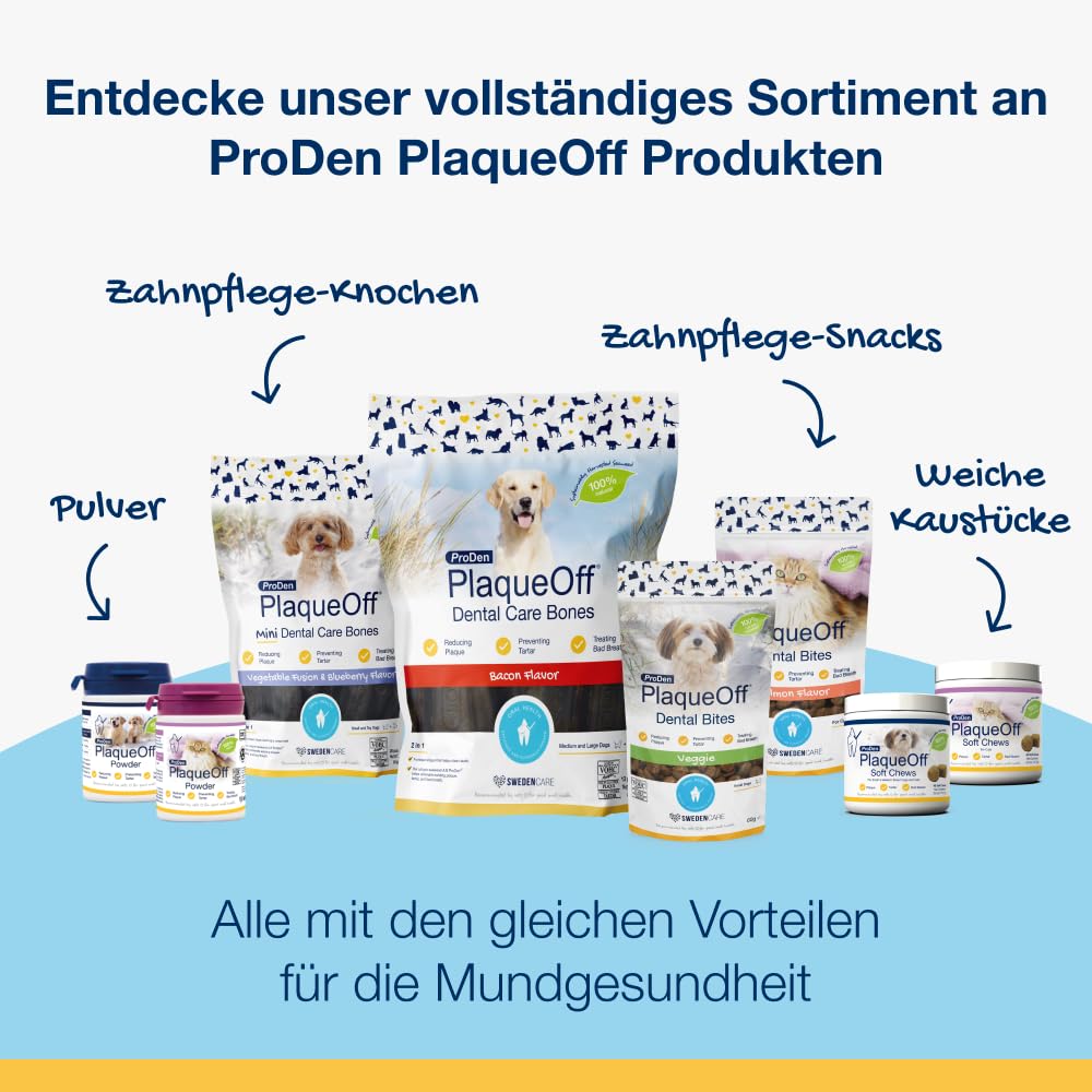 ProDen PlaqueOff Kauknochen für Zahnpflege Hund, 2 x 13 Knochen Huhn & Kürbis, Doppelpack Dental Sticks für mittelgroße & große Hunde, Zahnreinigung Hund bei Zahnbelag & Maulgeruch