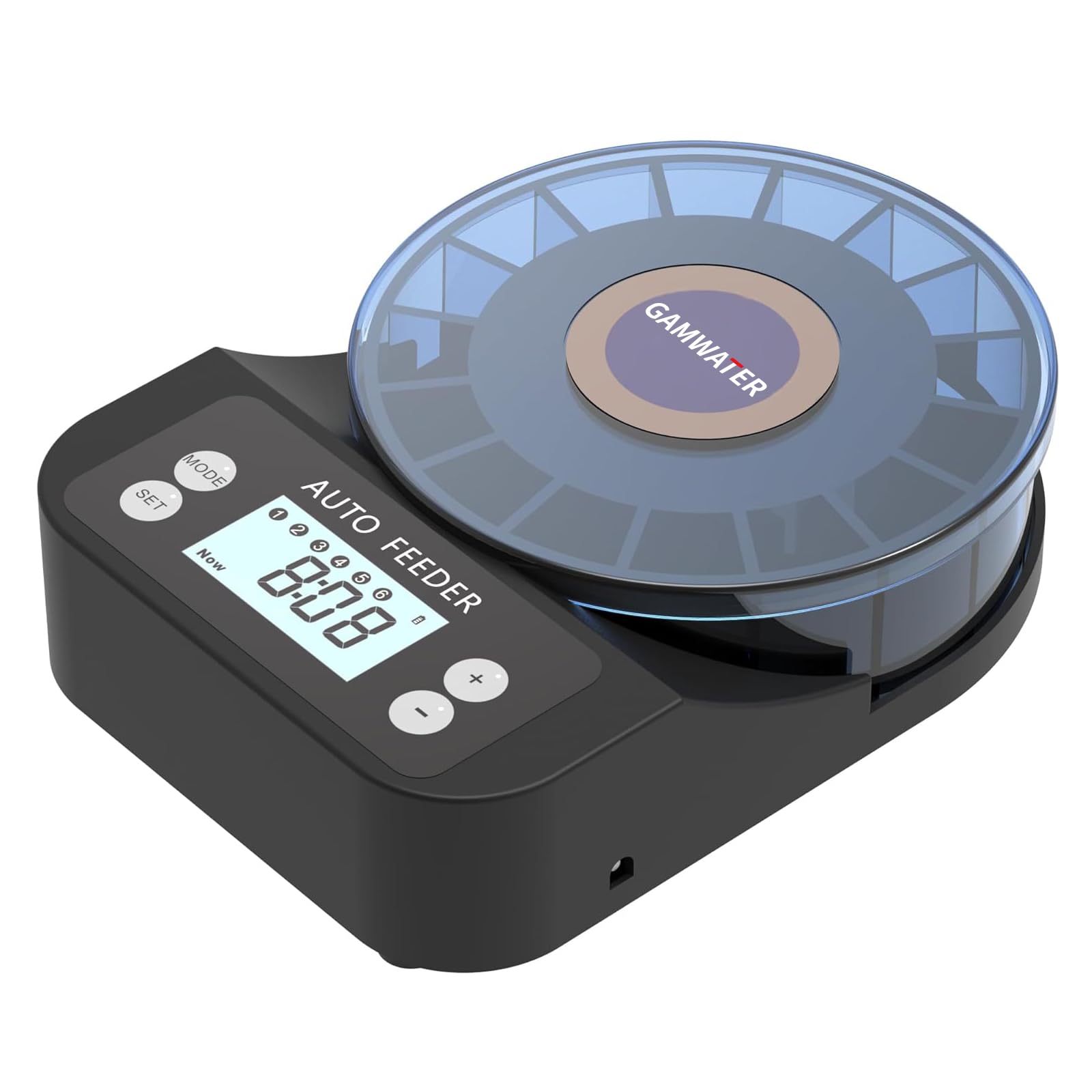 Photo 1 of GAMWATER 60ml Automatic Fish Feeder, USB Rechargeable Auto Fish Food Dispenser with Timer, LCD Display, Auto Vacation Timer