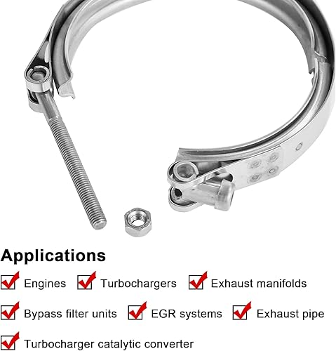 Miniatura 5 de Abrazadera de banda en V de 2.25 pulgadas, abrazadera universal de banda en V de acero inoxidable de 2.25 pulgadas, abrazadera de banda en V de