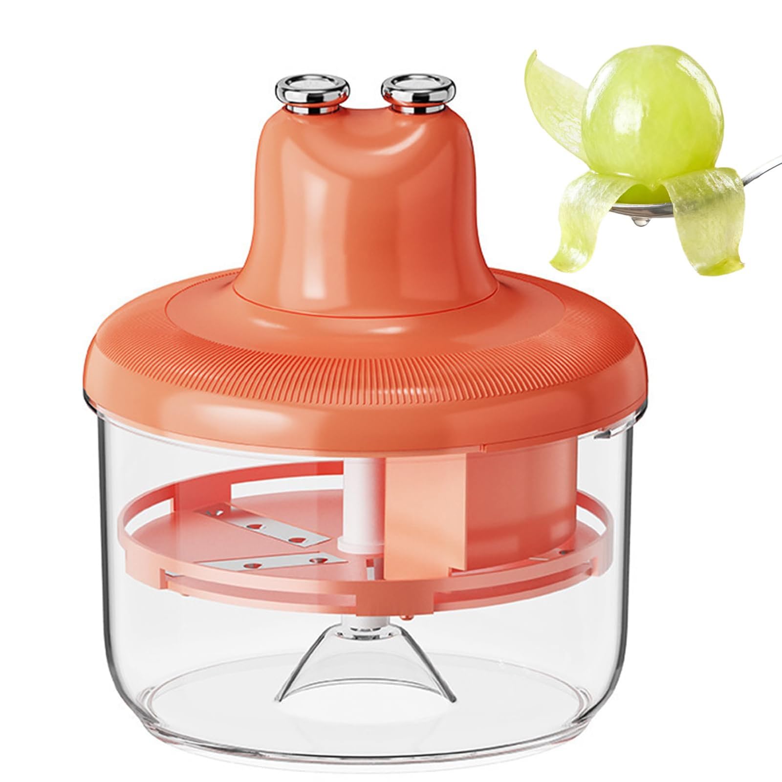 MáQuina AutomáTica para Pelar Frutas, Dispositivo InaláMbrico Y Recargable para Quitar Piel Frutas Y Verduras, Pelador Funcionamiento Con Un Solo BotóN, para Uvas Y Tomates Cherry(RED)