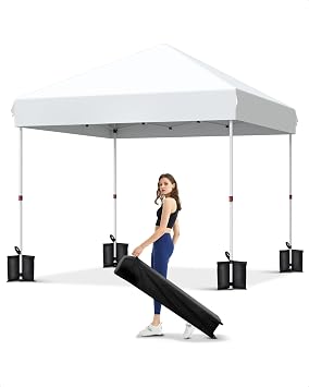KYBOLT 10x10ft Pop Up Canopy Tent,Portable Shelter Canopy for Outdoor Events,Instant Canopies, Temporary Sunshade,Bonus 4 Sand BagsWhite