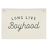 XYDEG Long Live Boyhood Banner Boy Room Decor,Playroom Decor Nursery Wall Decor for Boys Bedroom Living Room, Baby Shower Gifts, kid's banners Wall Hanging Flag Linen Banner 30x20(off-white)