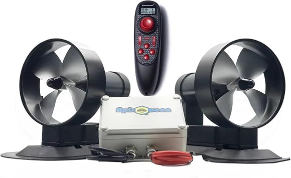 AQ1020 24V Underwater Thruster Set,20kg44lbs Thrust Propeller Propulsion with Remote Control, Brushless Motor for ROV/Kayak/RC Boat/Robtics