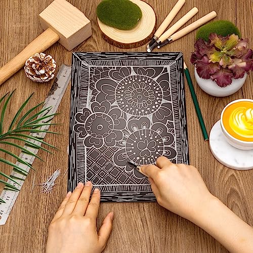 Image of Yeaqee 12 Pcs 8 x 10 Inch Linoleum Blocks for Printmaking Rubber Carving Block Soft Linocut Blocks Large Linoleum Sheet Lino Plates for Engraving Art Project Printmaking Artist Studio Supplies, Gray