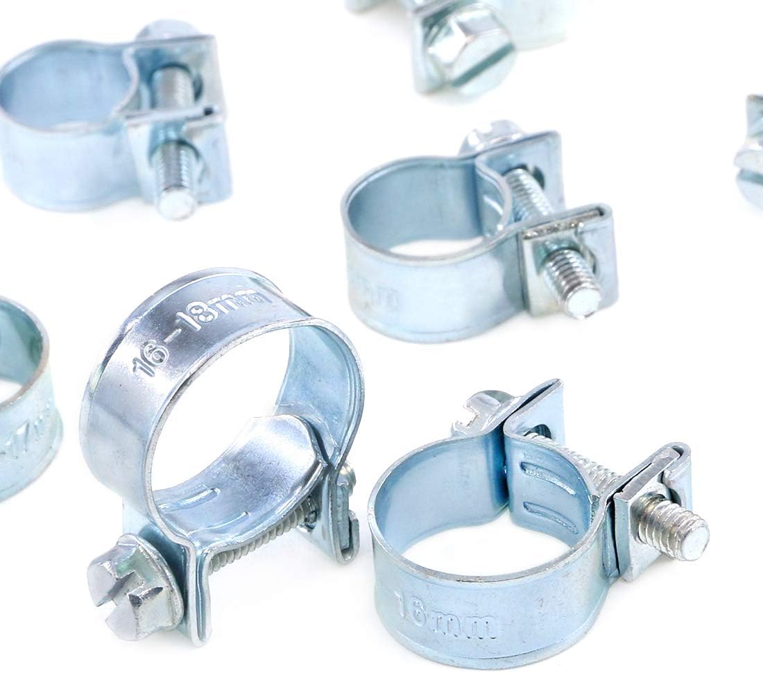 Swpeet 92Pcs 10 Sizes Zinc Plated Mini Fuel Injection Line Style Hose Clamp Assortment Kit Perfect for Automotive, Agriculture, Plant & Construction