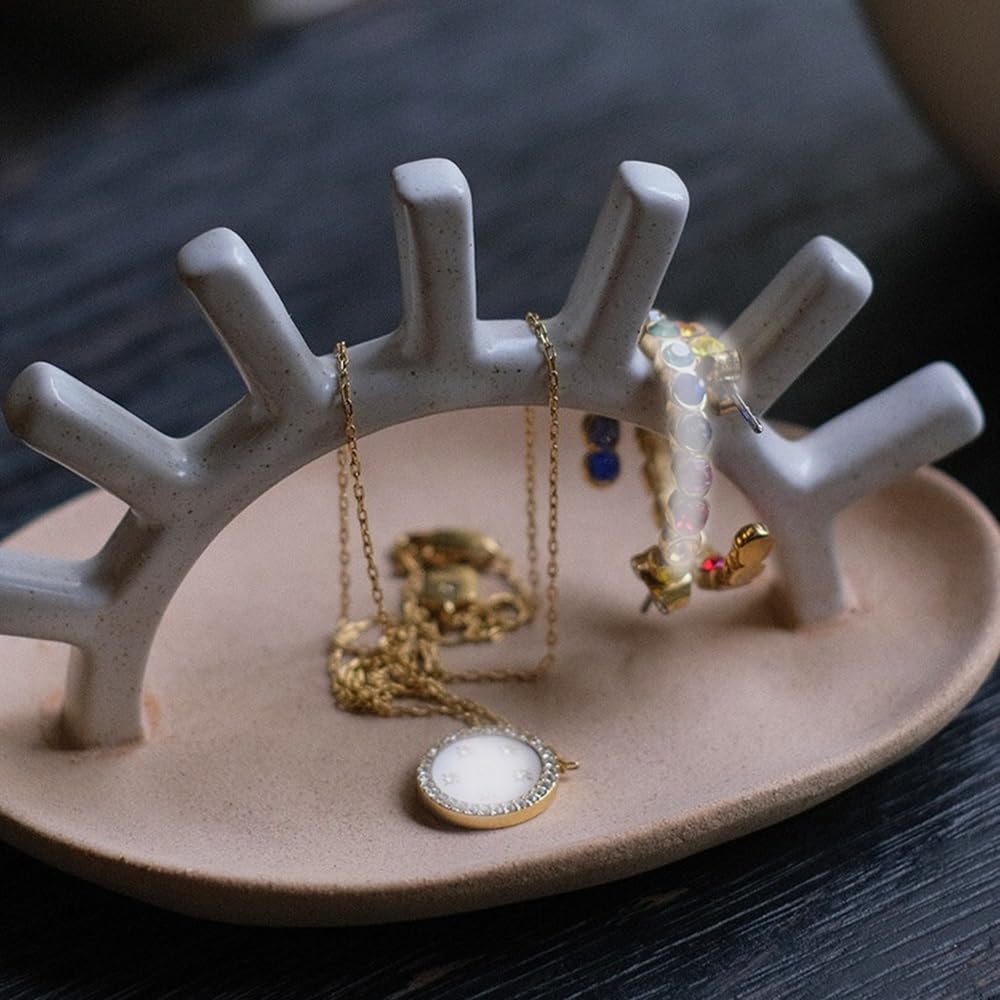 Kreatywne ceramiczne naczynie na biżuterię Stojak na biżuterię z tacą organizer na biżuterię