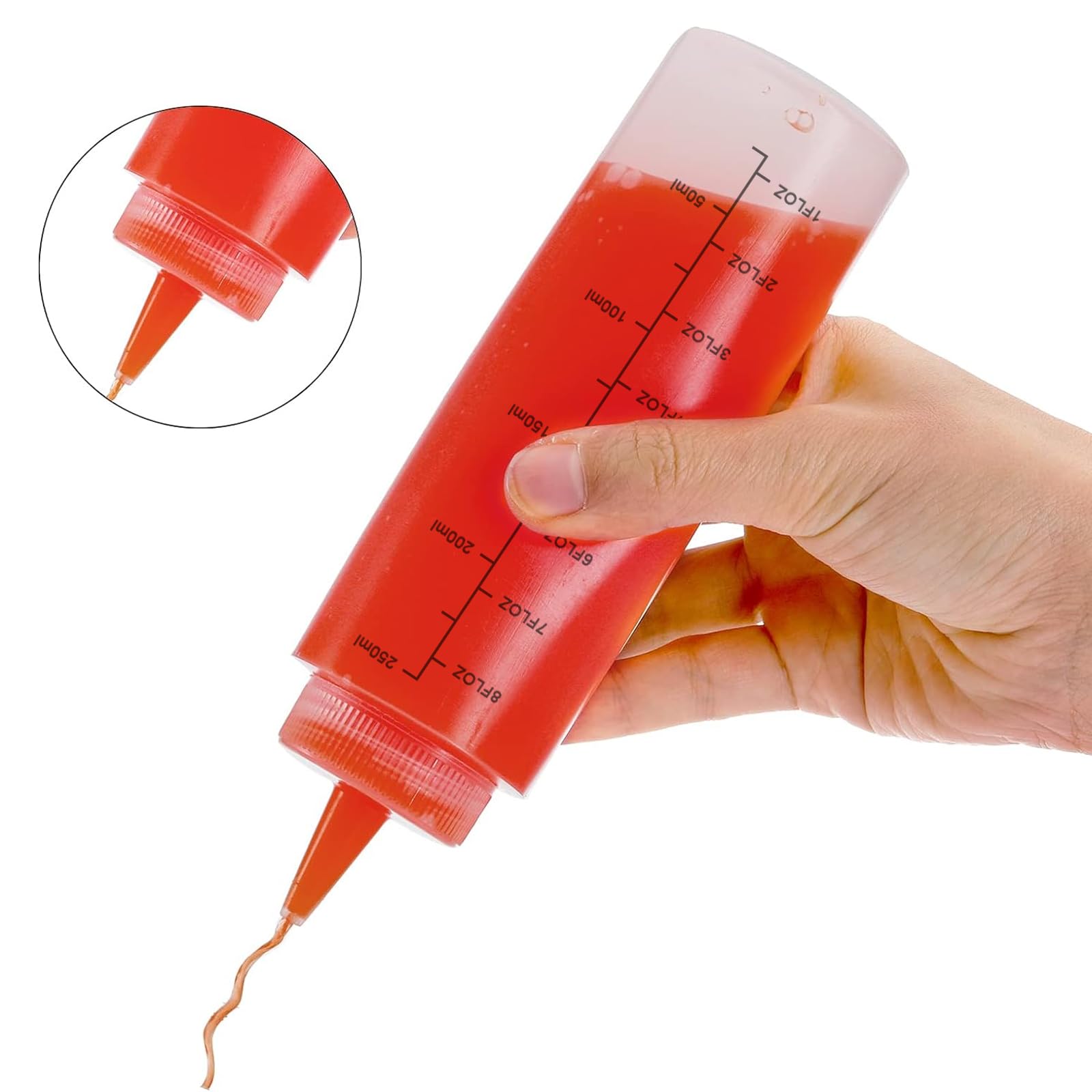 16 Pack Condiment Squeeze Bottles 8oz / 250ml Plastic Squeezy Sauce Bottle with Cap Bulk Small Ketchup Bottles Refillable Squeeze Dispensers for Kitchen Olive Oil Vinegar - Image 4