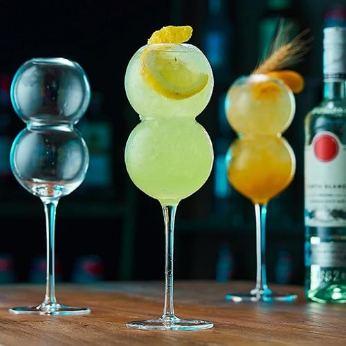Miniatura 4 de Copas de cóctel creativas, 2 vasos de 16 onzas, vasos de vidrio con forma de calabaza, copas de vino con diseño de tallo vintage, cristalería