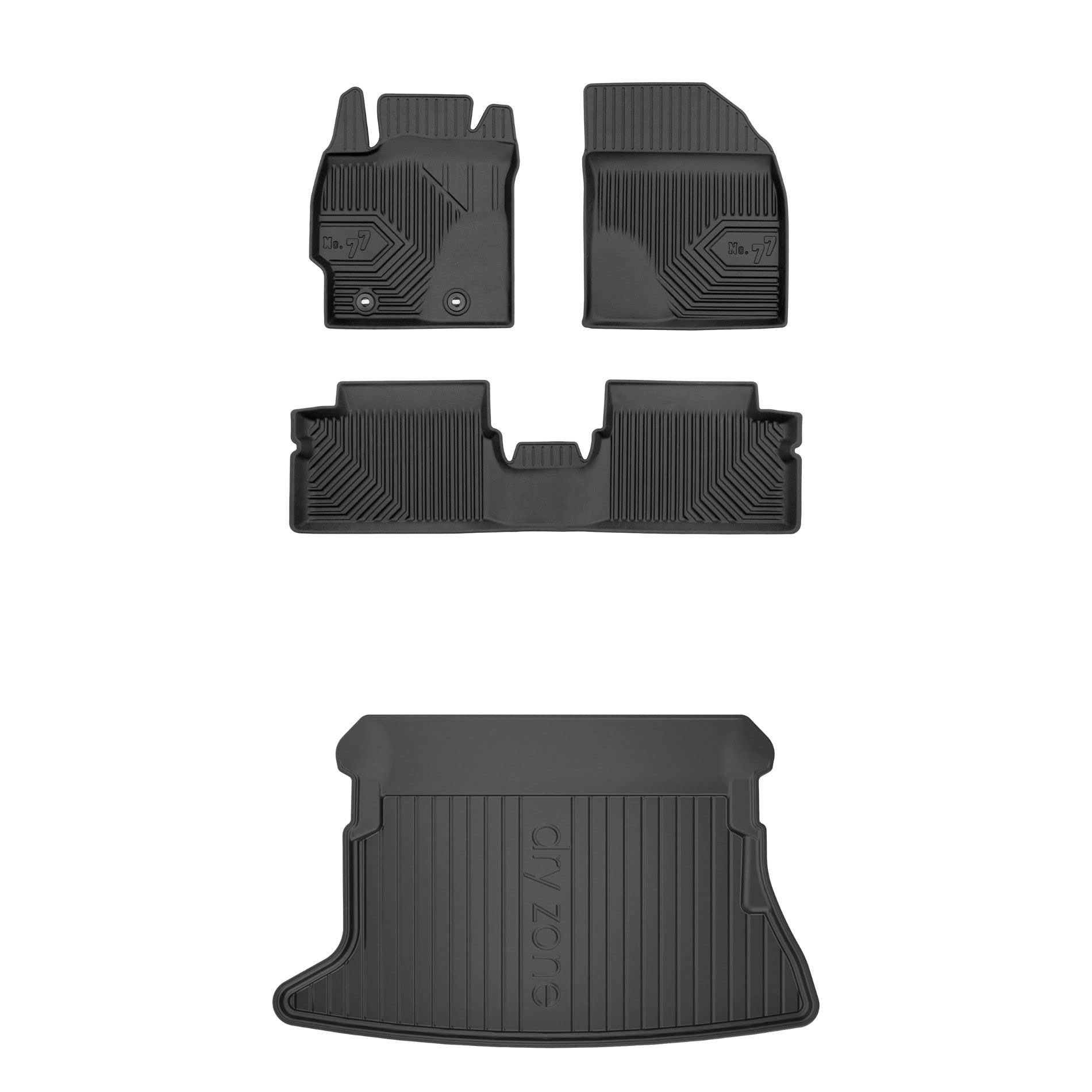 FROGUM Un Juego de Alfombrillas de Goma para Coche y cubeta Maletero exclusivas Alfombras para Toyota Auris I 2006-2012 | Borde Alto | para Todo el año | Al tamaño