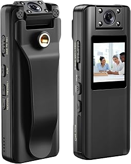 A22 64/32GB Body Camera, 2200mAh Battery for 10Hours Recording,180° Rotatable Lens, 1080P BodyCam with OLED Screen to Playback, Camcorder with Audio for Walking, Delivery, Daily Proof (64GB)