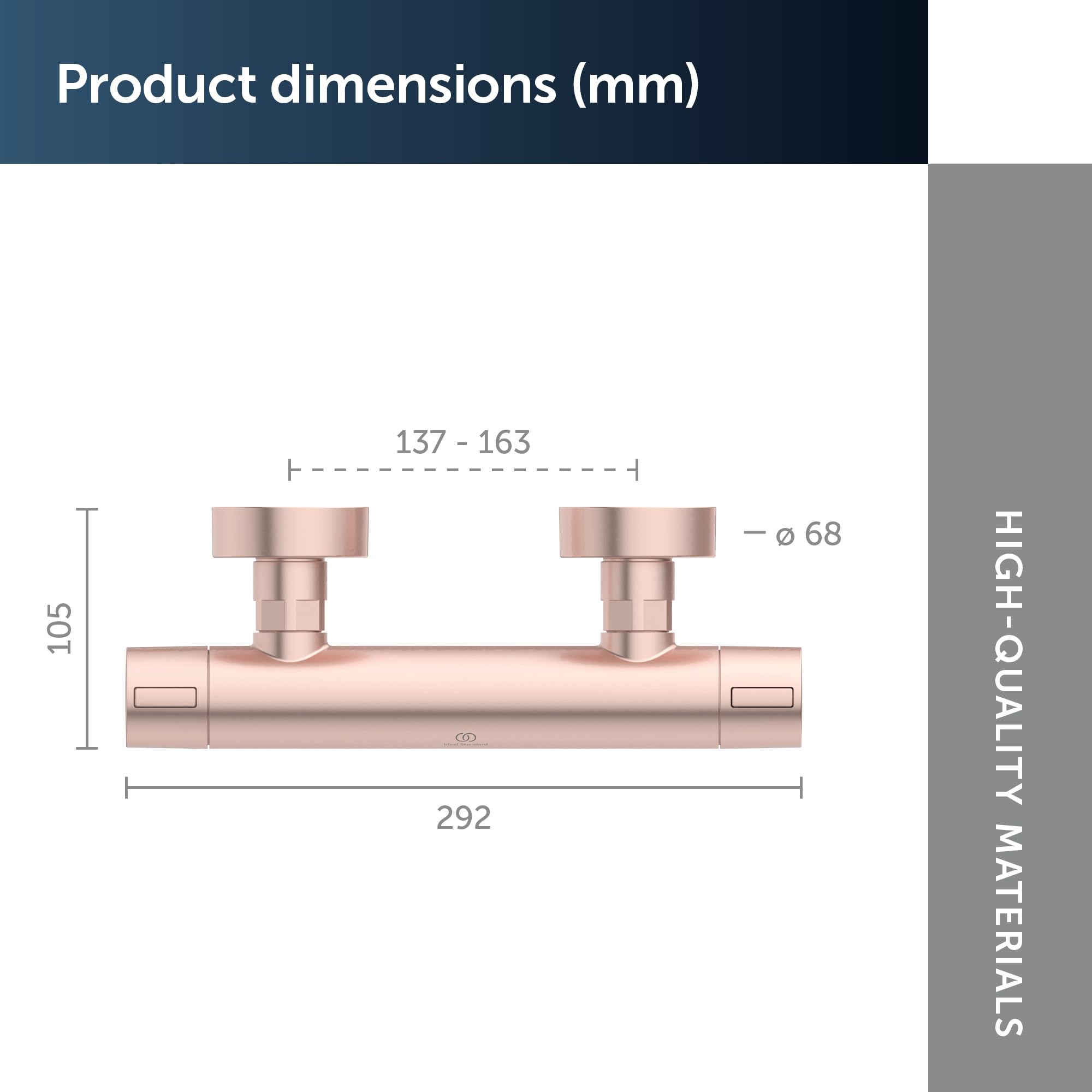 Ideal Standard Ceratherm Alu+ Monomando ducha exterior wykonany w 100% z aluminium pochodzącego z recyklingu, energooszczędne i wodne z funkcją termostatu, kolor różowy (292 x 105 x 72 mm)