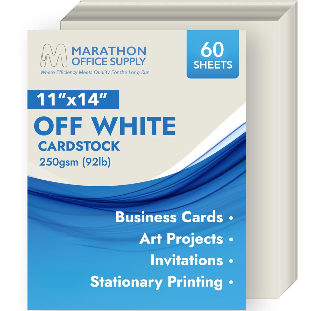 MOS Cardstock Paper – 11” x 14”, 250 GSM, 60 Sheets – Heavyweight Off White Poster Board Paper for Menus, Certificates & Crafts – Smooth Finish, Printer-Friendly