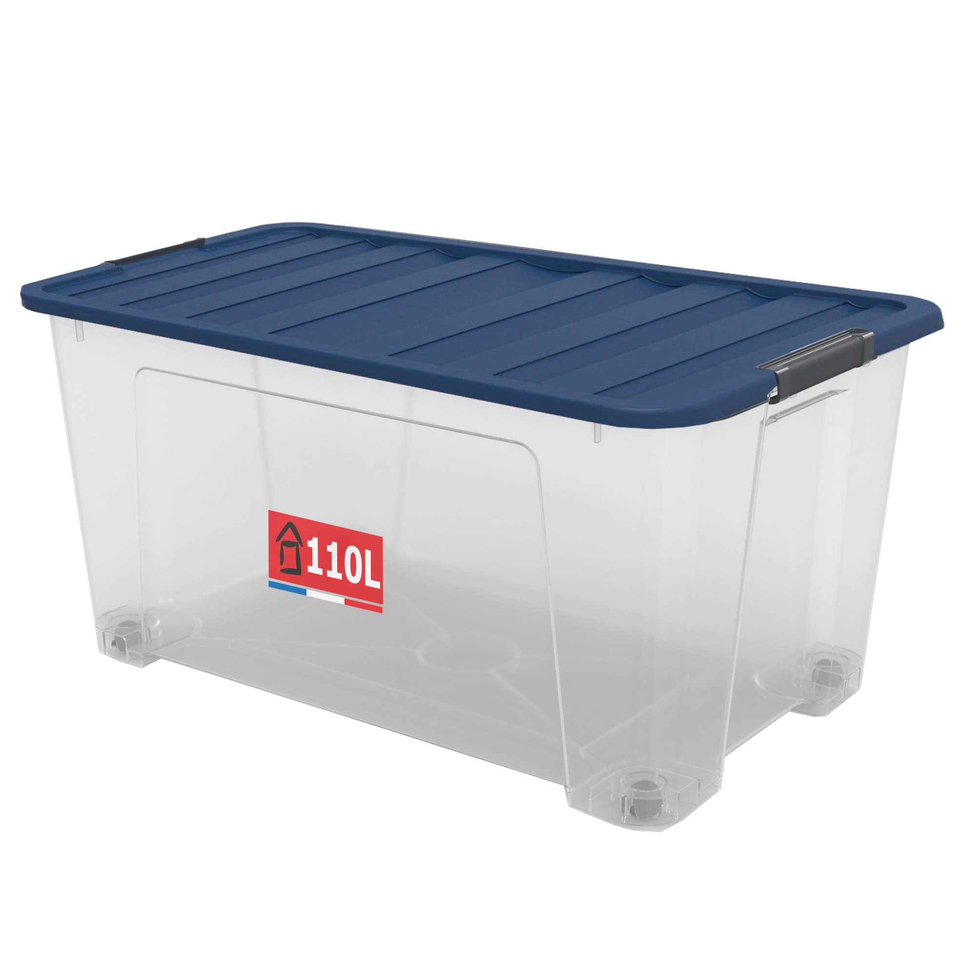 Sundis Wave Box, scatola portaoggetti 110L, con coperchio a clip | Con ruote, impilabile, plastica trasparente, ideale per riporre la camera da letto, i giocattoli, l'ufficio, la soffitta