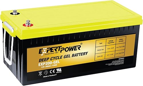 Miniatura 1 de ExpertPower Batería de ciclo profundo de gel de 12 V 200 AH para energía solar, UPS, silla de ruedas, motor de arrastre, no se derrama
