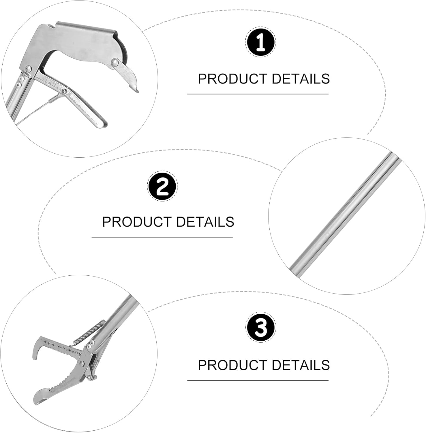 generic Folding Snake Grabber Tool 29.52 Inch Stainless Steel Snake-Proof Clip with Lock Lightweight Reptile Handling Clamp for Safe Outdoor Capture and Garden Use