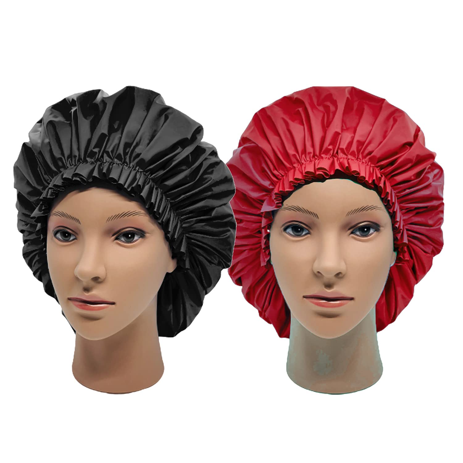 ELEBOX 2 PCS Shower Cap for Women Long Hair Bath Cap Waterproof Super Jumbo Shower Caps for Braids