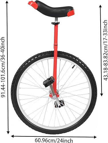 Miniatura 4 de Gdrasuya10 Monociclo de rueda de 24 pulgadas, a prueba de fugas, rueda de ciclismo de altura ajustable, monociclo moderno de acero para deportes al