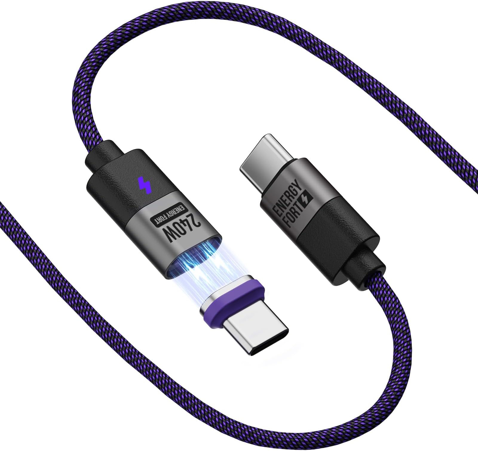 240W Magnetic USB C Charging Cable 1.2M(3.9ft), PD3.1 48V/5A USB C Magnetic Charger Cable Fast Charging for Samsung Galaxy, Google Pixel, iphone 15, MacBook etc