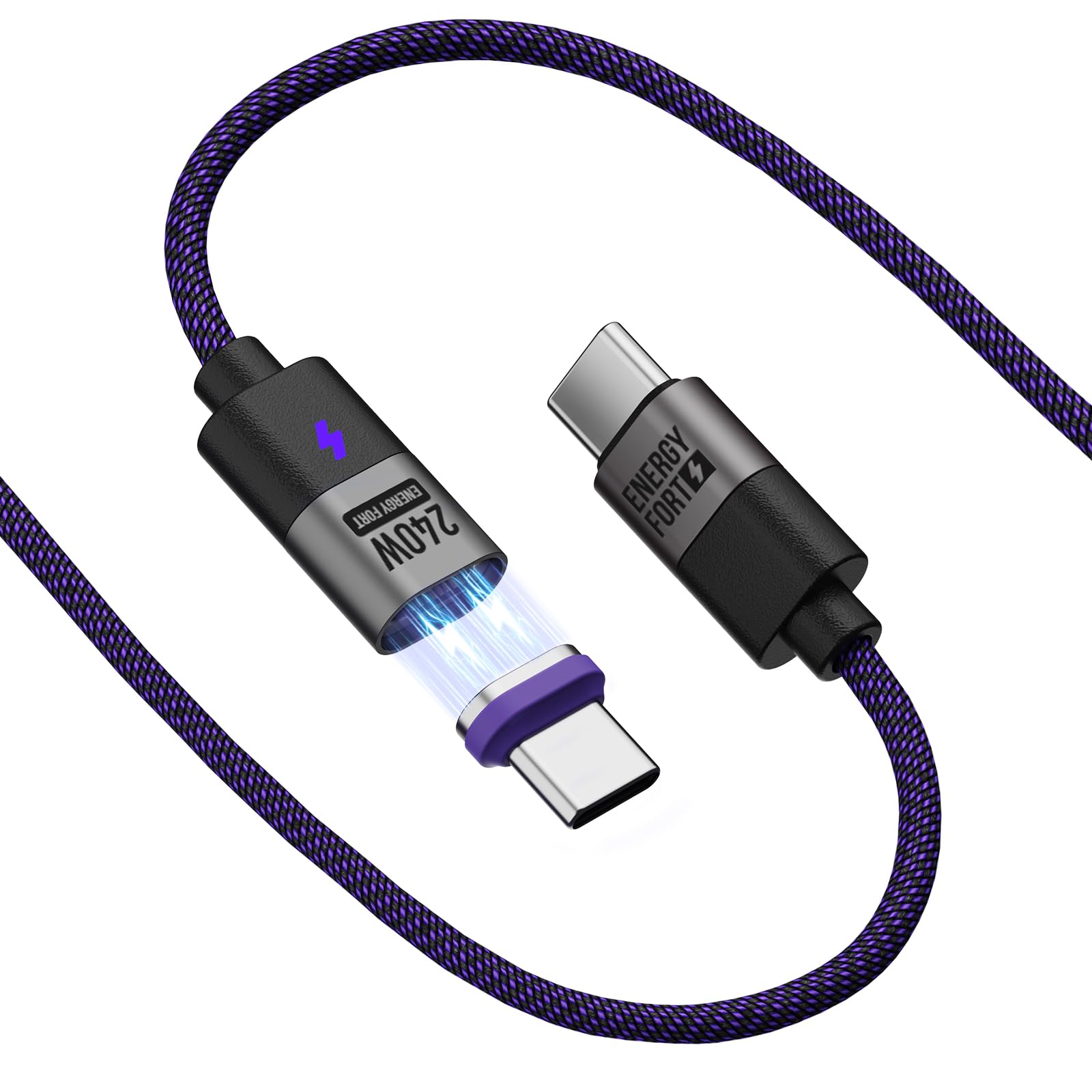 240W Magnetic USB C Charging Cable 1.2M(3.9ft), PD3.1 48V/5A USB C Magnetic Charger Cable Fast Charging for Samsung Galaxy, Google Pixel, iphone 15, MacBook etc