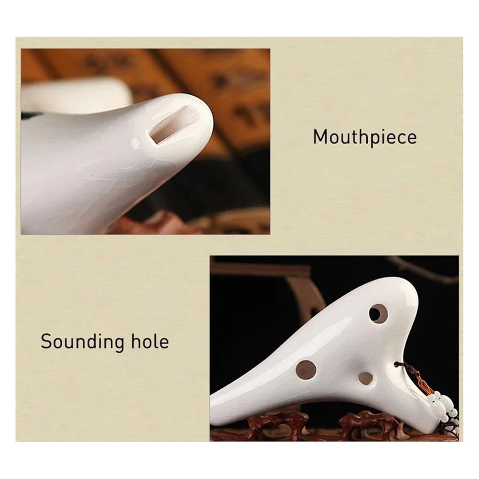 Ocarina Ocarina A 12 Fori Con Tono AC Stile Antico Cinese Forma Aggraziata Flauto In Ceramica Professionale Con Pittura A Mano(Figure A)