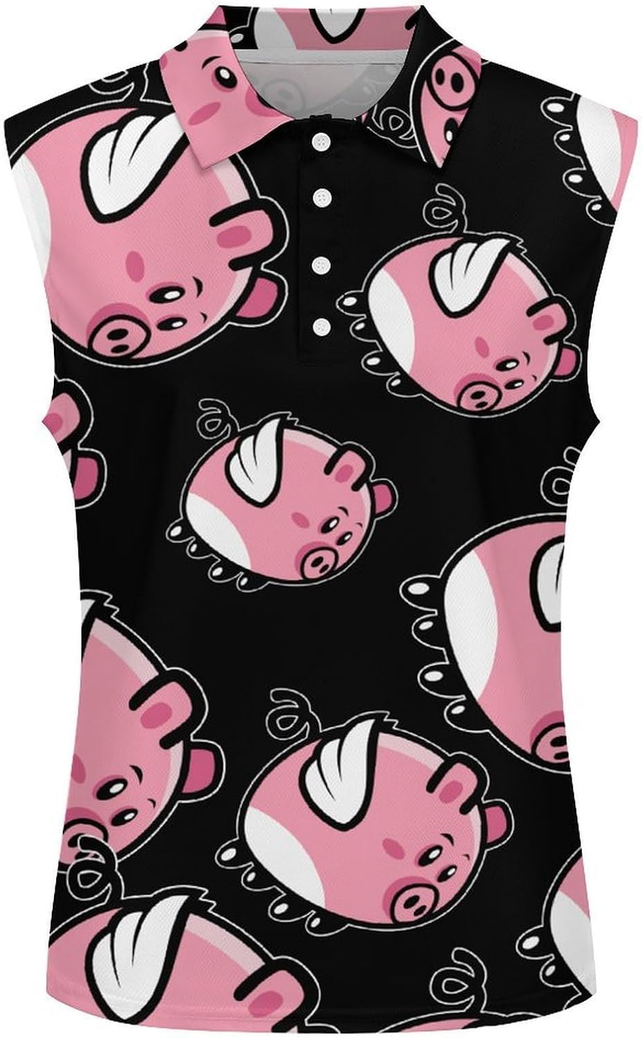 Cute Flying Pigs Women's Golf Shirt Sleeveless Polo Shirts Tank Tops Blouses Tennis T-Shirts Casual