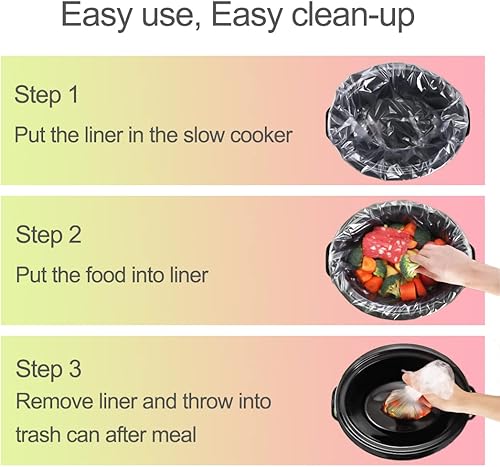 Miniatura 5 de Mini Crocpot - Revestimientos para olla de cocción lenta de 16 onzas, bolsas de plástico de eliminación, compatibles con olla de cocción lenta Qvin