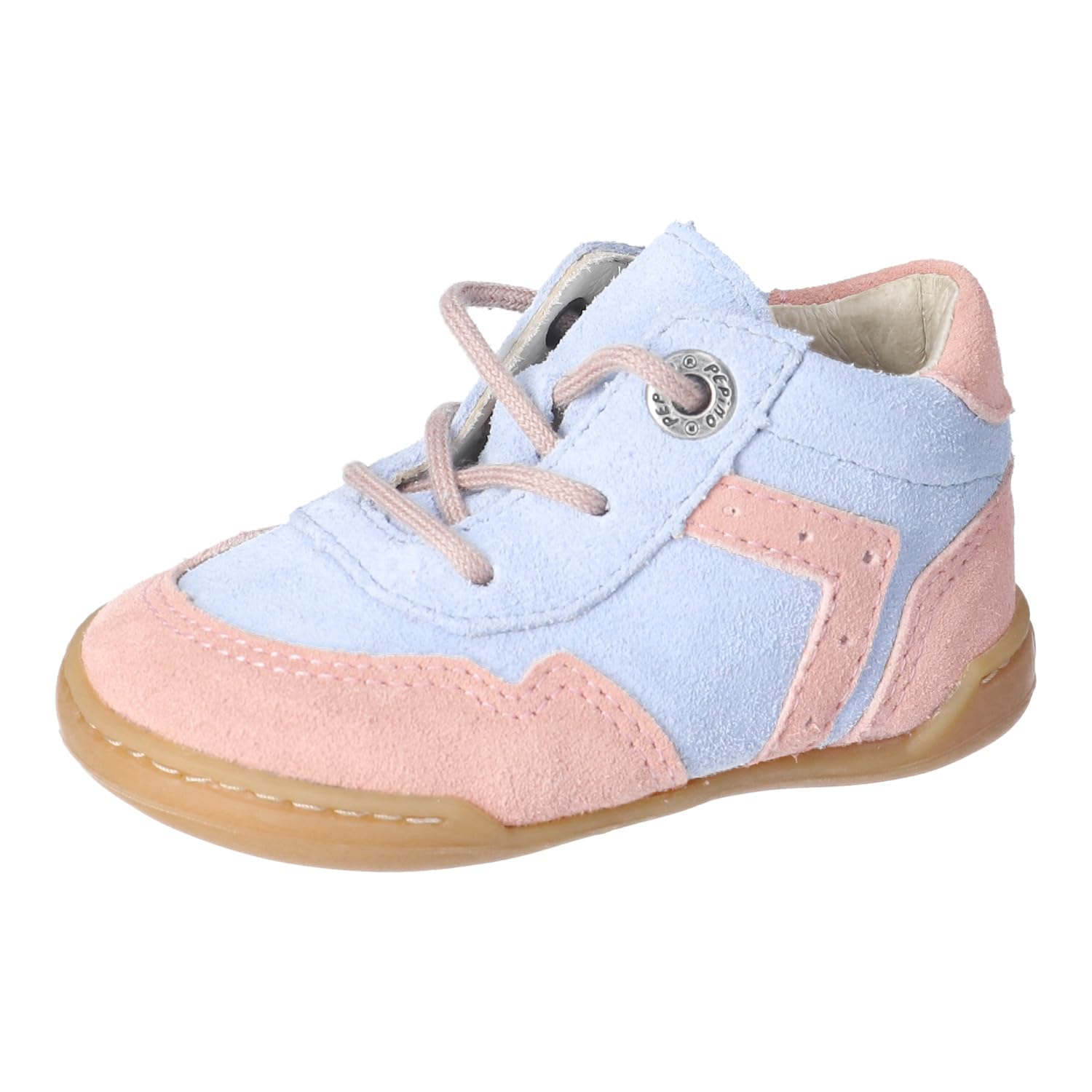 RICOSTA Mädchen Schnürhalbschuhe Eddy, Kinder Lauflernschuhe, Weite: MITTEL, lose Einlage, Barfuß-Schuh, Halbschuhe, Himmel/rosa (120), 23 EU