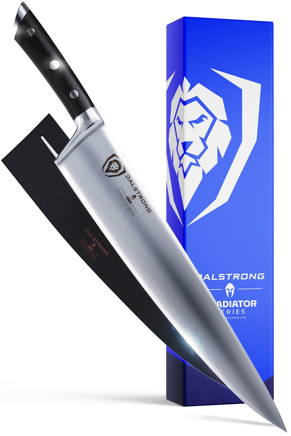 DALSTRONG Gladiator Series Professional Chef Knife- 12"(30.5cm) - - Forged High Carbon German Steel - Full Tang - Black G10 Handle - w/Sheath - NSF Certified
