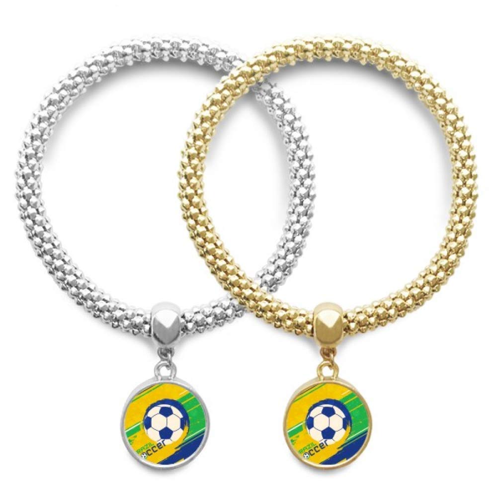 Brazil Soccer Football Sports Lover Bracelet Bangle Pendant Jewelry Couple Chain