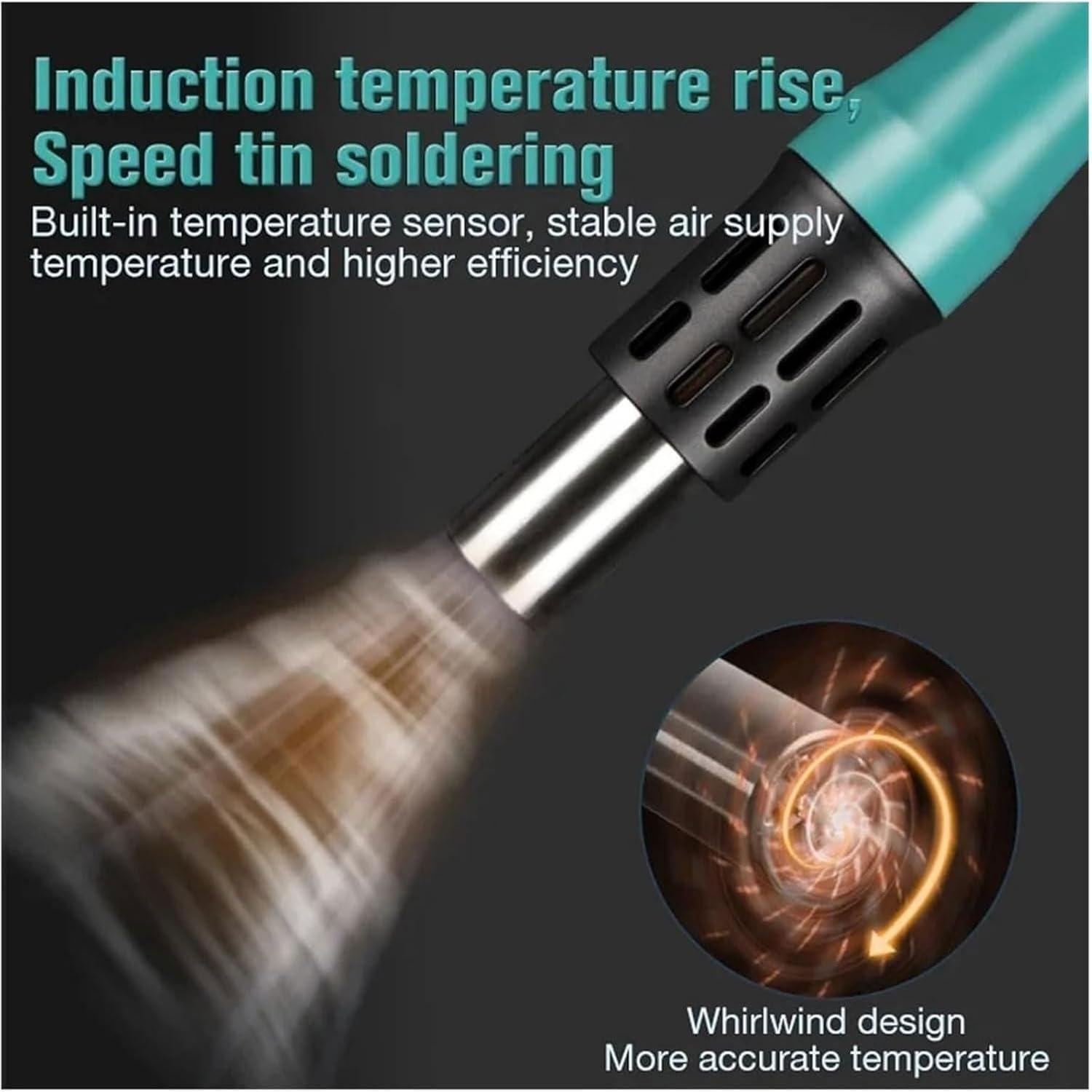 Stazione per saldatore intelligente da 1500 W, kit per saldatore con programmazione a correnti parassite, con impugnatura 245, temperatura regolabile da 212-932 °F e livelli volume d'aria da 1 a 120