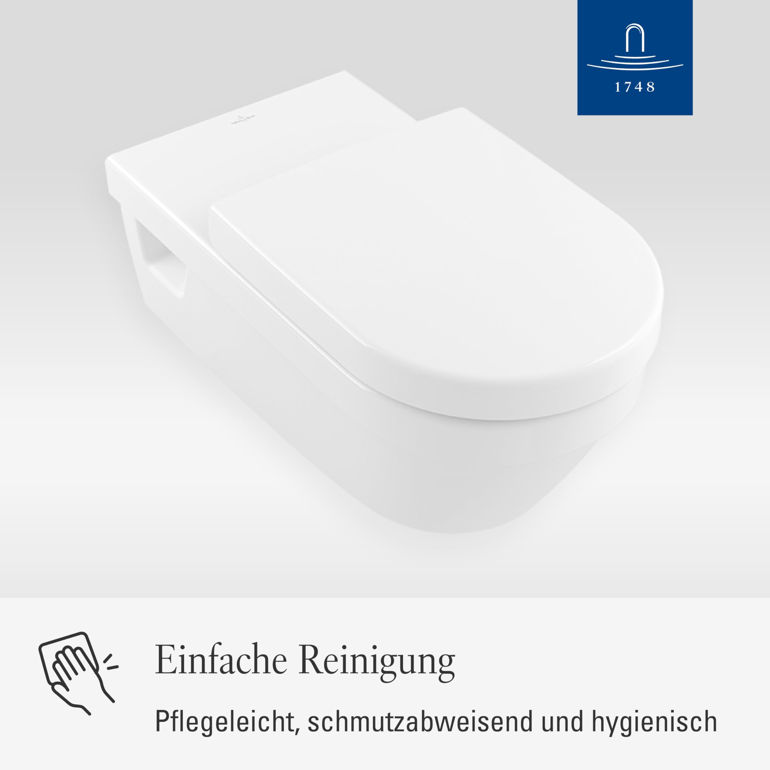 Villeroy & Boch ViCare WC-Sitz, mit SoftClose, D-Form – Weiß Alpin | Barrierefrei, mit Absenkautomatik, abnehmbar, aus bruchsicherem Duroplast, Original Ersatzteil, 9M51B101