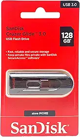 Sandisk Pen drive USB Cruzer Glide, 128 GB, preto/vermelho (SDCZ60-128G-A46)