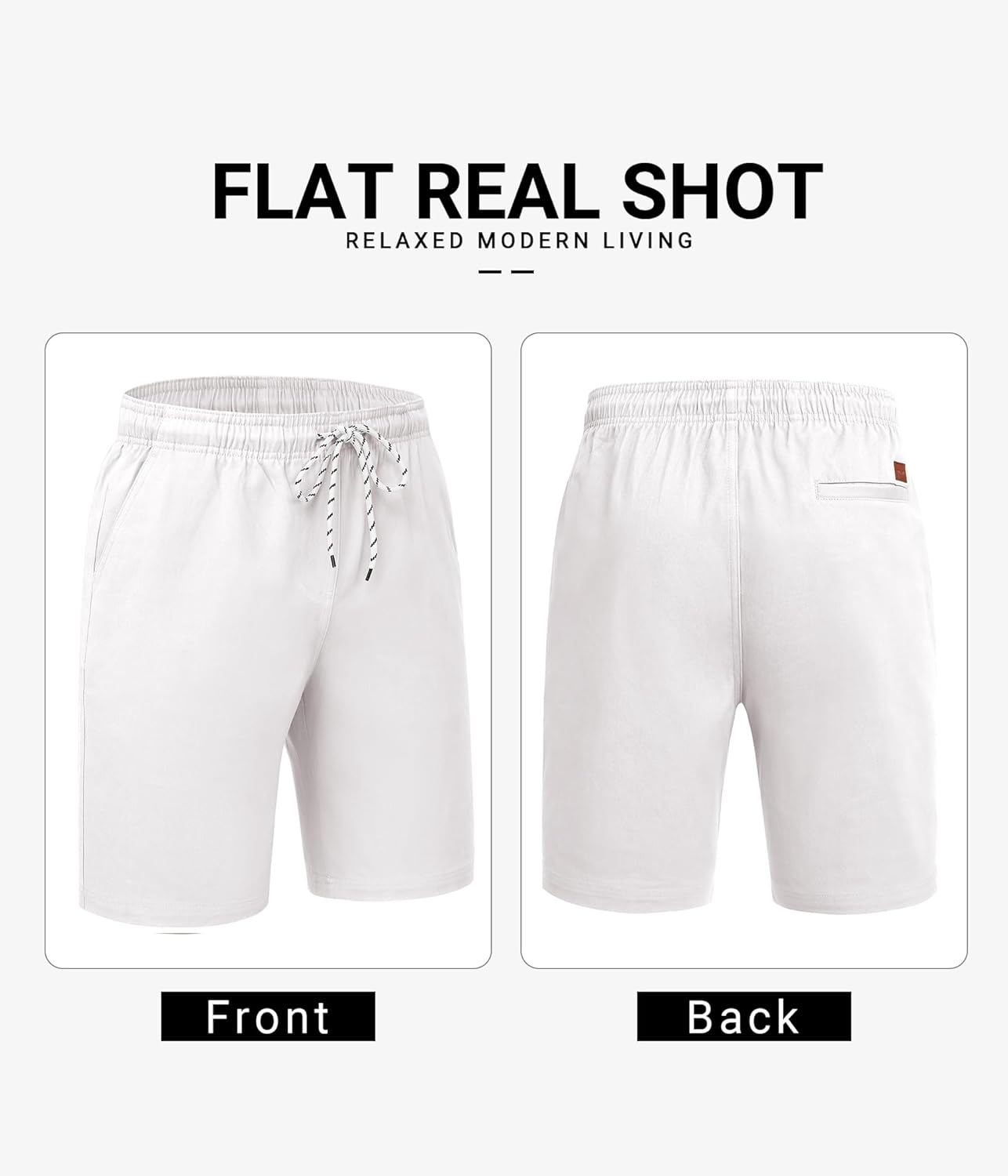 COOFANDY Mens Casual Shorts Cotton Drawstring 9 inch Chino Shorts Stretch Elastic Waist Summer Beach Golf Shorts - Image 4