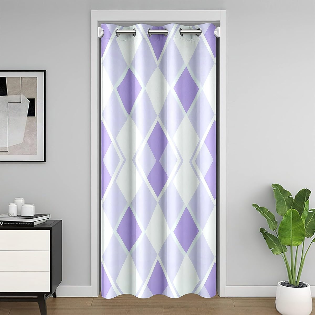 Rideaux de Placard Grille À Treillis pour Déco Chambre Preppy