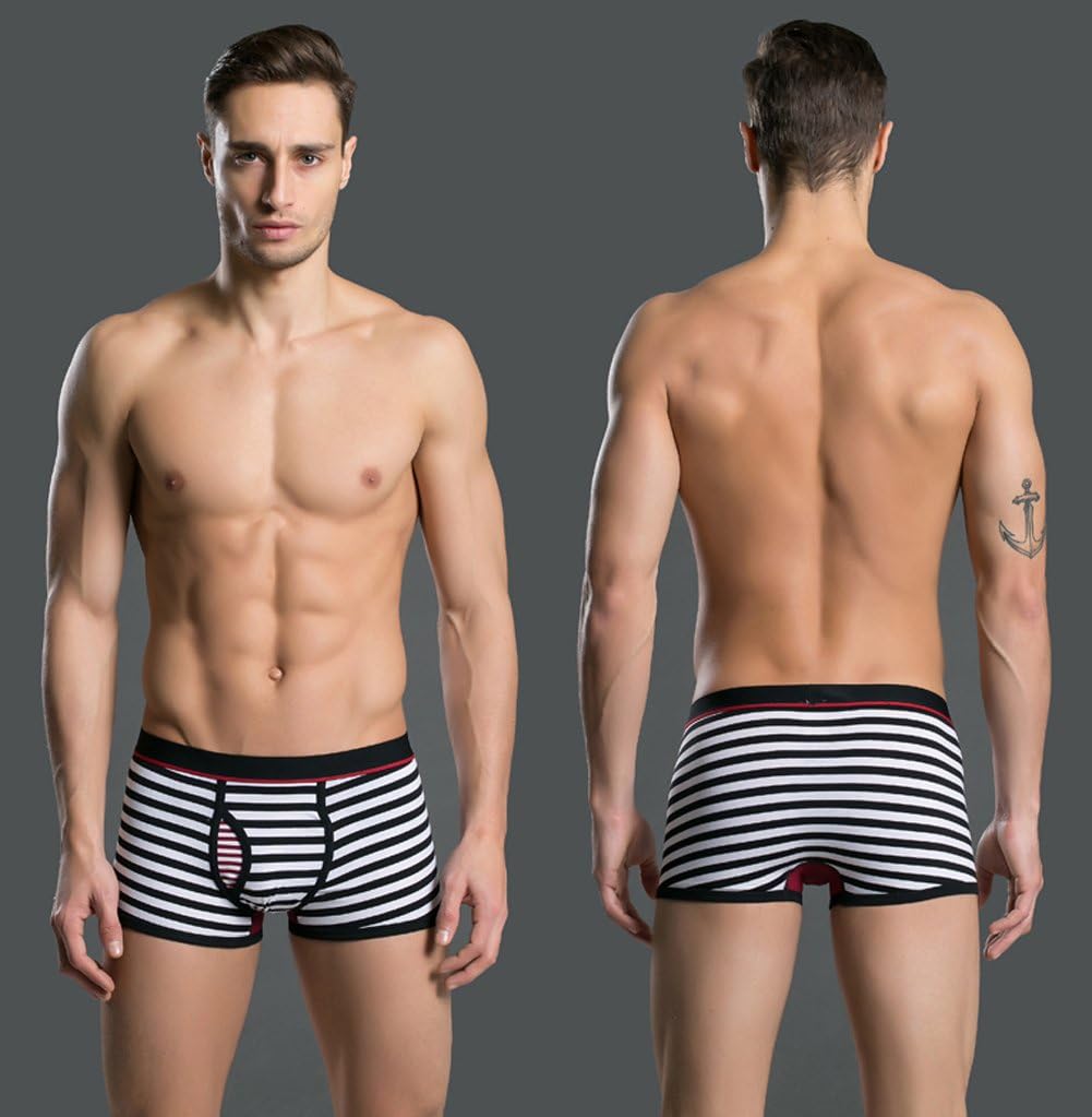 CHUNG Mens Cotton Boxer Underwear Pouch Front Fly Stripes Pattern MId-rise Soft Fashion - Image 2