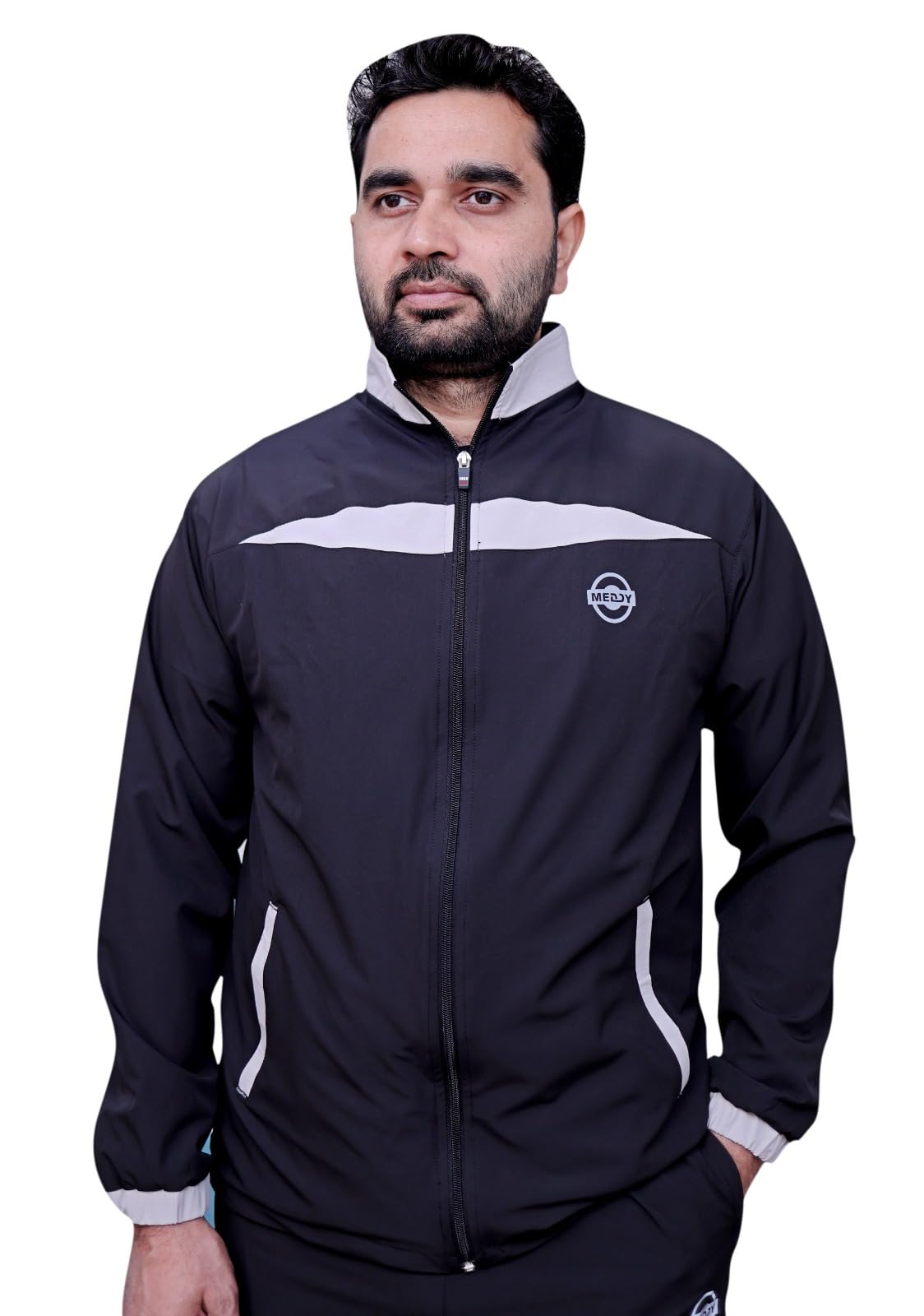 meddy Mens Stand Collar Neck Tracksuit Full Zip Jacket with Elastic Waist Lower and Soft Activewear Set for Gym Running and Casual Use-picture-20