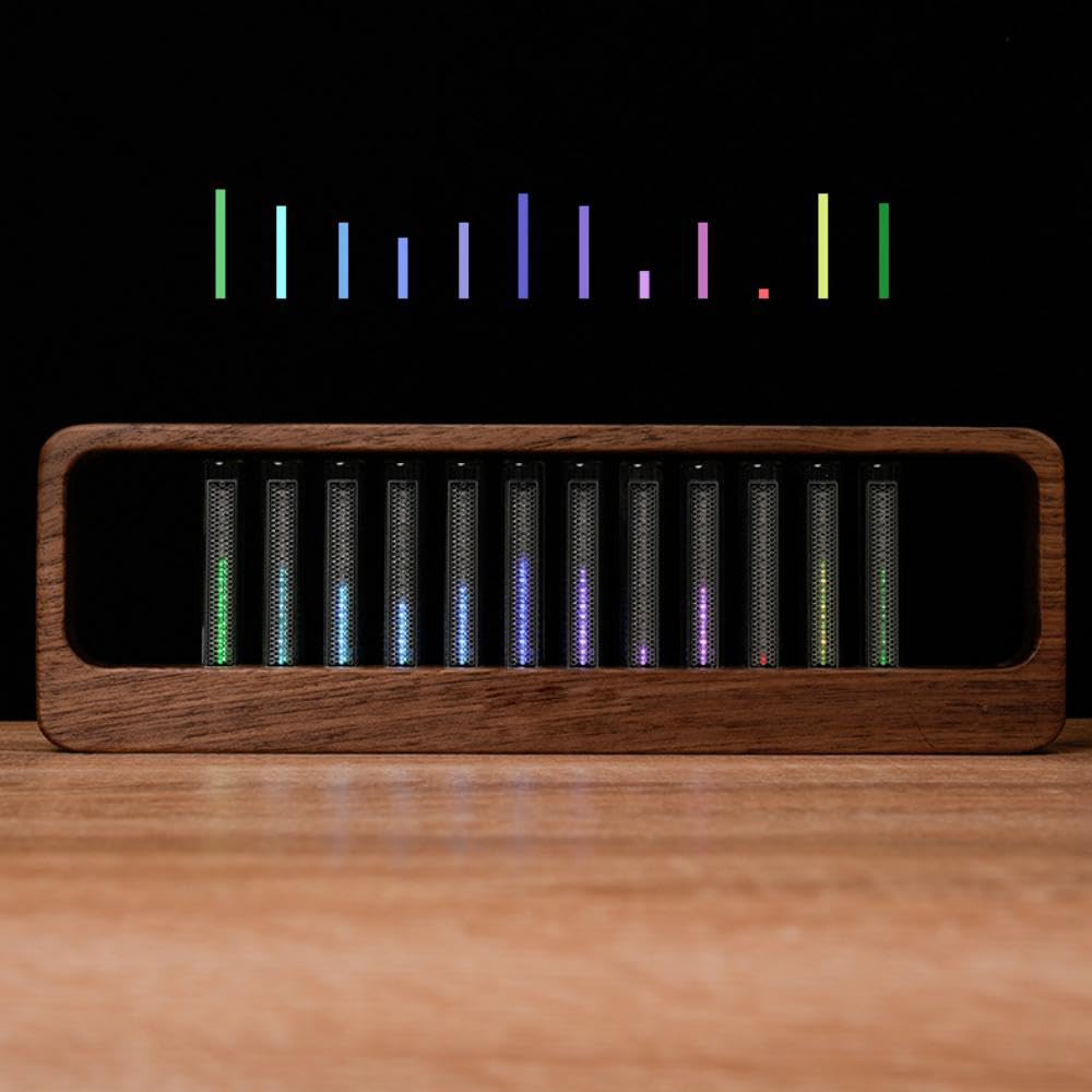 RGB Musik Spectrum Analyzer Licht, 12 Nixie-Tube Stil Sound Reactive Audio Visualizer, LED Rhythmus Lampe mit Mikrofon, 7 Modi, Musik Visualisierung für Gaming Zimmer & Home Deko